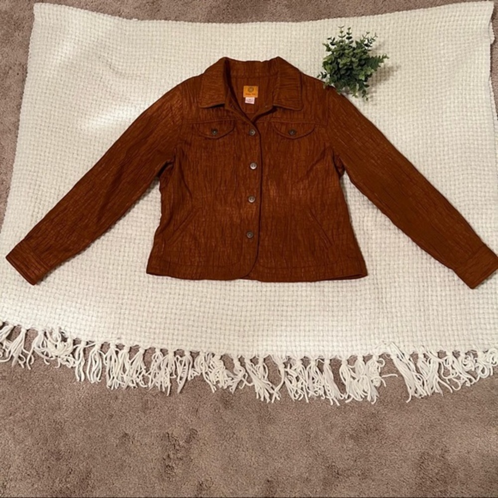 Ruby Rd. Burnt Orange, Reptile Textured, Button Front Blazer